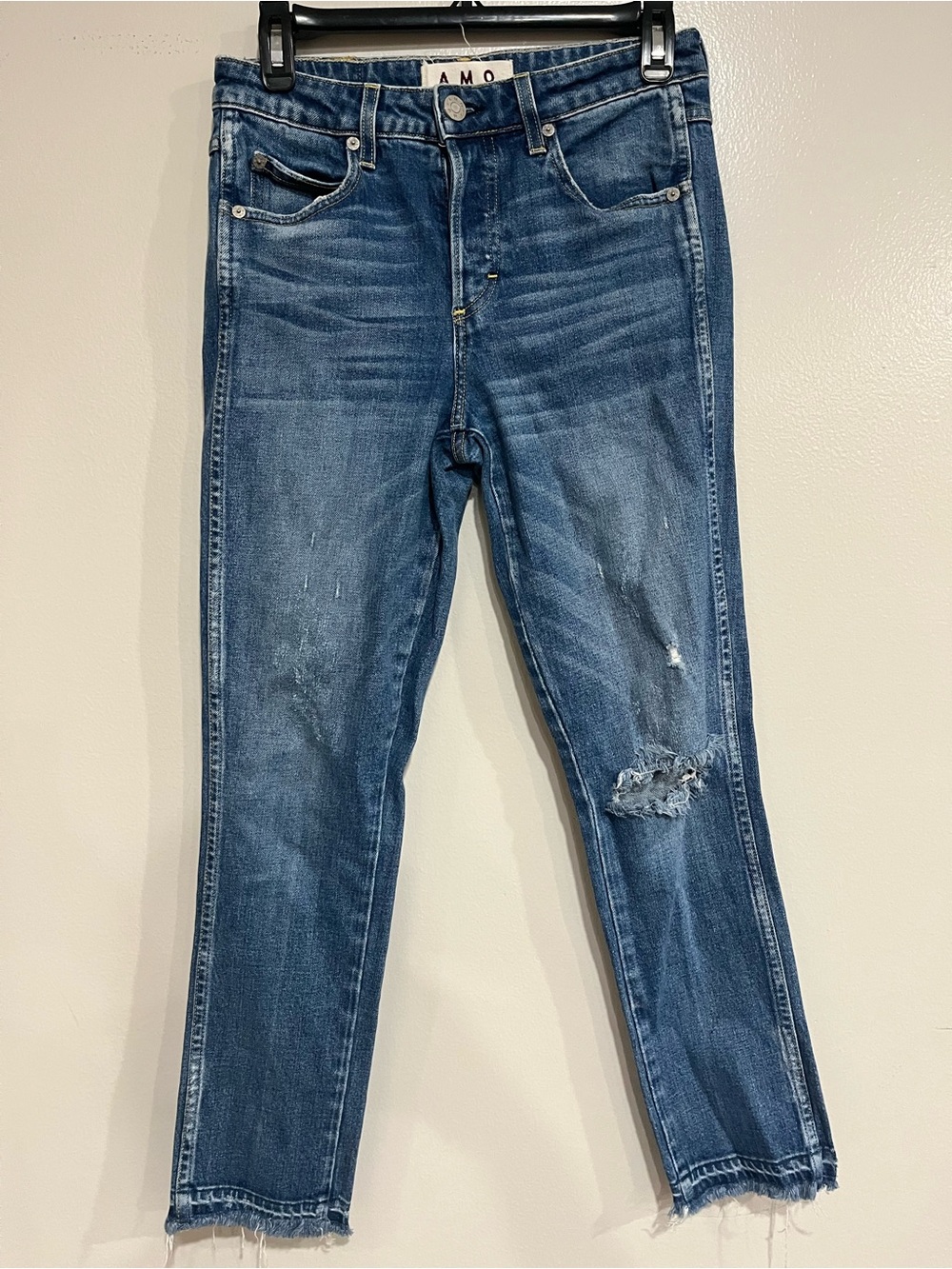REVOLVE AMO Babe Dive Bar Destroy Jeans Size 26 High Rise Straight